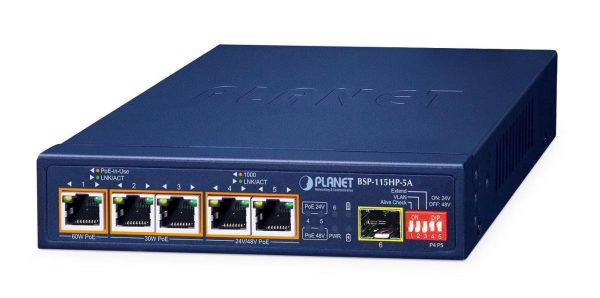 Planet 5-Port Hybrid PoE Solar PoE